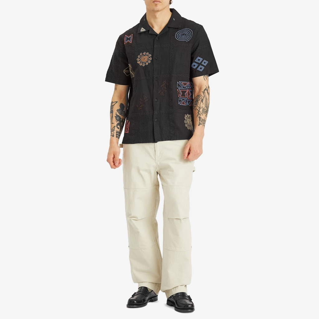 Wax London Men's Didcot Doodle Embroidery Vacation Shirt Navy/Multi